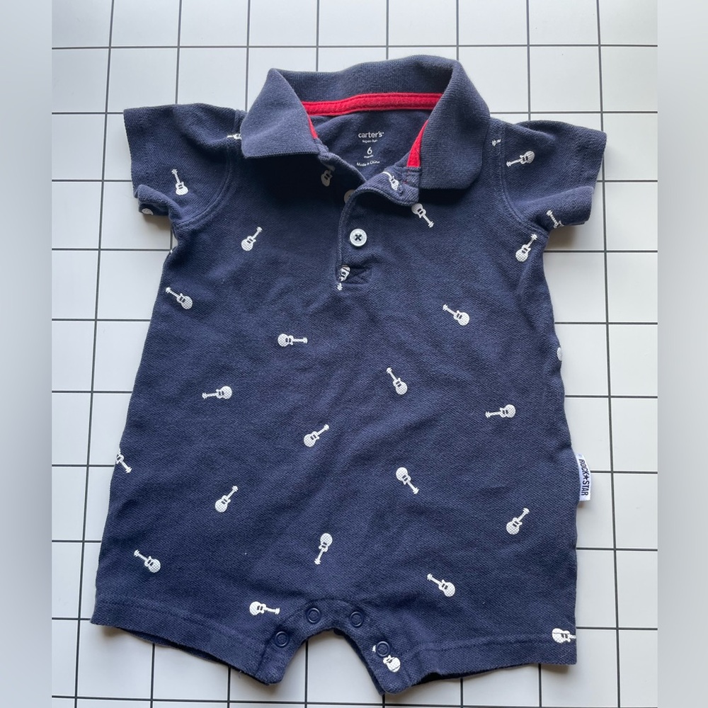 Rock Star guitar onesie from Carter’s navy - 6 months